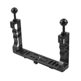 Soporte de brazo de lámpara de aluminio CNC de mano doble de buceo ajustable PULUZ para GoPro, Insta360, DJI y otras cámaras de acción, soporte de brazo de mano doble